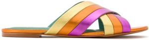 Blue Bird Shoes metallic leather Rainbow flats Yellow