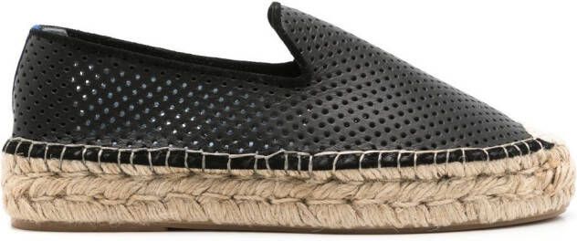 Blue Bird Shoes perforated leather espadrilles Black