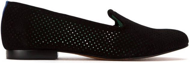 Blue Bird Shoes perforated suede loafers Black