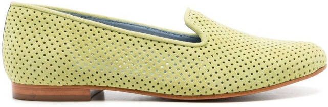 Blue Bird Shoes perforated suede loafers Green