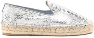 Blue Bird Shoes snakeskin-effect round-toe espadrilles Silver