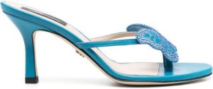 Blumarine 85mm Butterfly-embellished thong sandals Blue