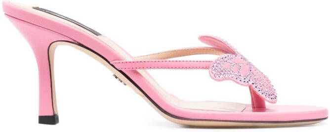 Blumarine butterfly-patch 90mm thong sandals Pink
