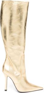 Blumarine laminated stiletto 125mm boots Gold