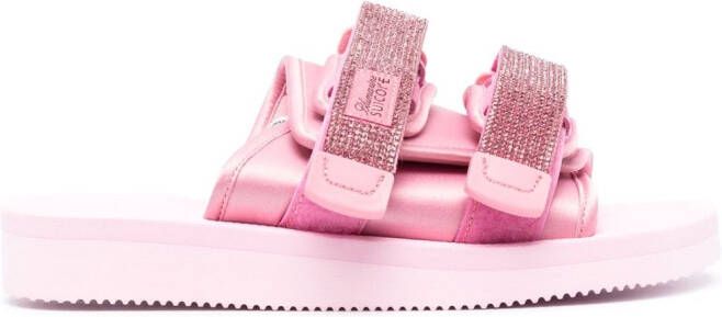 Blumarine logo-patch touch-strap sandals Pink