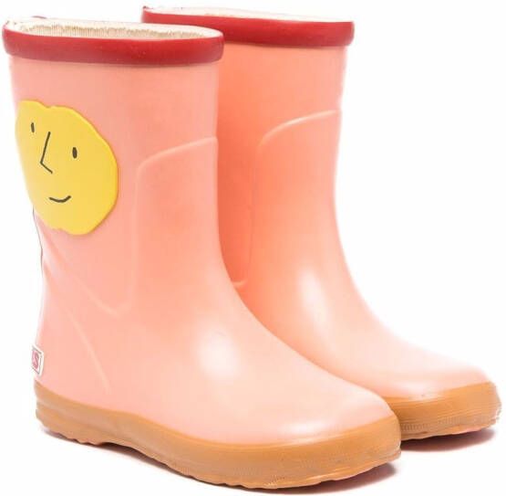 Bobo Choses face-patch ankle wellies Orange