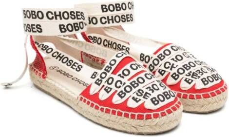 Bobo Choses lace-up cotton espadrilles Red