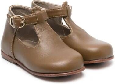Bonpoint round-toe leather pre-walkers Brown