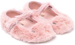 Bonton faux-fur bunny ballerina shoes Pink