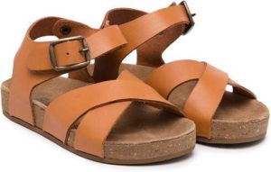 Bonton flat leather sandals Orange