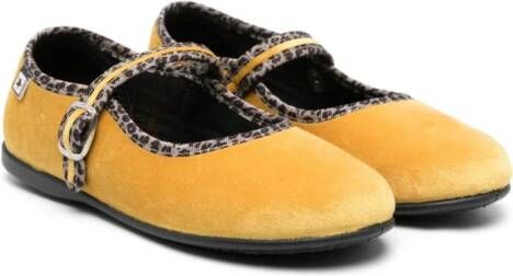 Bonton Jane velvet ballerina shoes Yellow