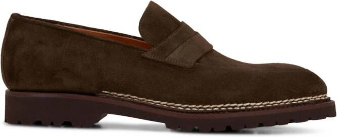 Bontoni almond-toe leather loafers Brown