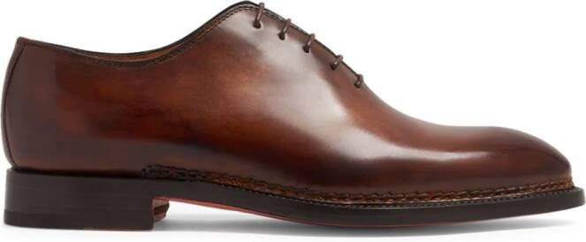 Bontoni Delaville glossy-finish lace-up shoes Brown