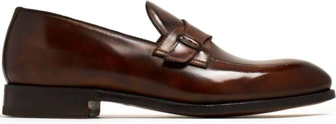 Bontoni Riviera strap-detail leather loafers Brown