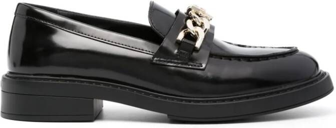 BOSS 40mm chain-link leather loafers Black