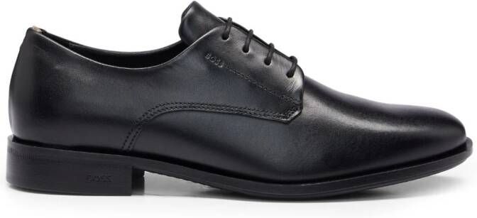 BOSS almond-toe leather derby shoes Black