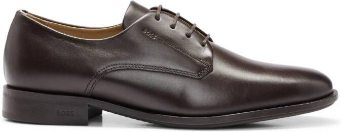 BOSS almond-toe leather derby shoes Brown