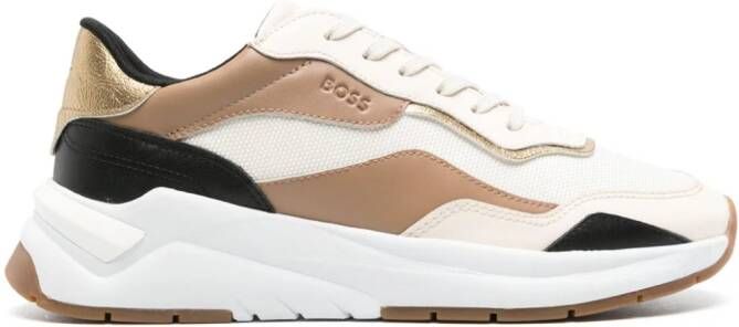 BOSS colour-block panelled sneakers Brown