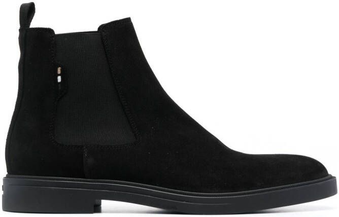 BOSS elasticated-panels suede boots Black