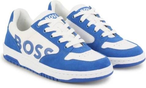 BOSS Kidswear contrasting logo-print sneakers Blue