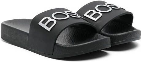 BOSS Kidswear embossed-llogo sliders Black