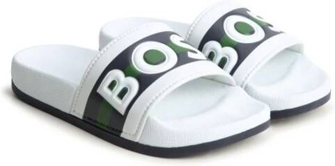 BOSS Kidswear embossed-logo slides White