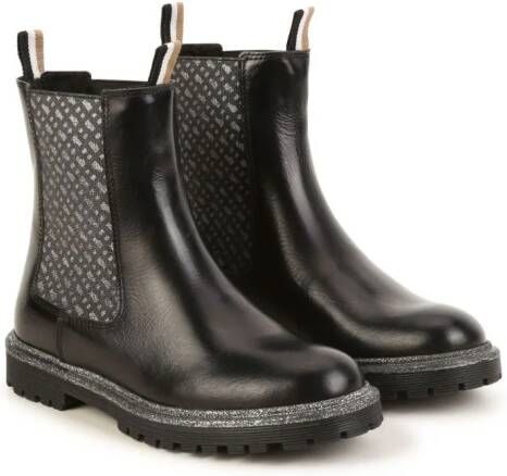 BOSS Kidswear glitter-detailing leather boots Black