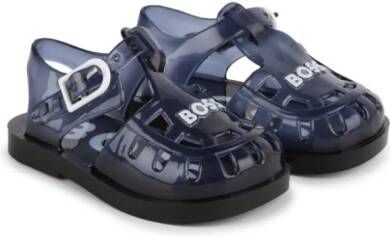 BOSS Kidswear logo-appliqué caged jelly sandals Blue