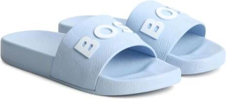 BOSS Kidswear logo-embossed flip flops Blue