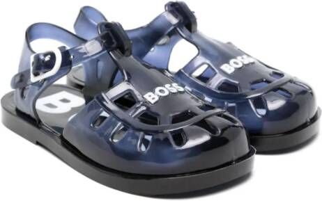 BOSS Kidswear logo-embossed jelly sandals Blue