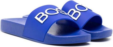 BOSS Kidswear logo-embossed slides Blue