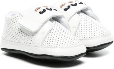 BOSS Kidswear logo-embroidered leather sneakers White