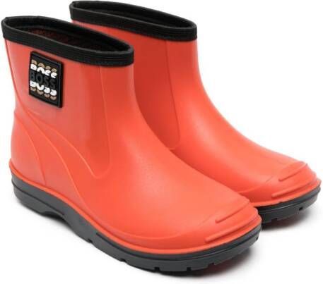 BOSS Kidswear logo-patch slip-on wellies Orange