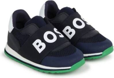 BOSS Kidswear logo-print colour-block panelled sneakers Blue