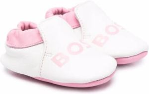 BOSS Kidswear logo-print crib shoes White