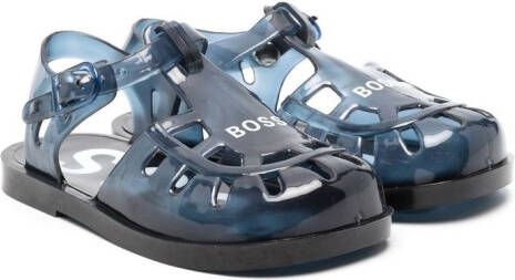 BOSS Kidswear logo-print detail jelly shoes Blue