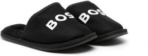 BOSS Kidswear logo-print detail slippers Black