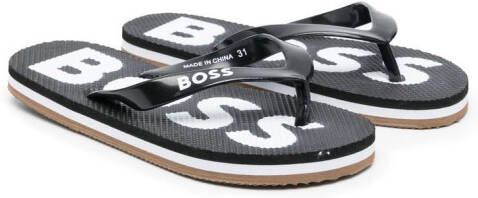 BOSS Kidswear logo-print flip-flops Black