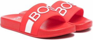 BOSS Kidswear logo-print flip flops Red