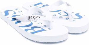 BOSS Kidswear logo print flip-flops White