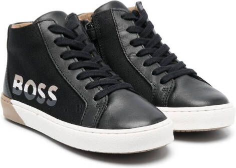 BOSS Kidswear logo-print hi-top sneakers Black