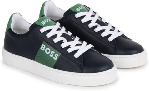 BOSS Kidswear logo-print lace-up sneakers Blue
