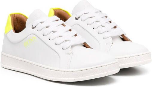 BOSS Kidswear logo print lace-up sneakers White