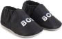 BOSS Kidswear logo-print leather slippers Blue - Thumbnail 1