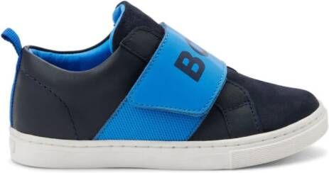 BOSS Kidswear logo-print leather sneakers Blue