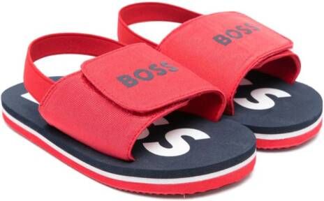 BOSS Kidswear logo-print open-toe sandals Red