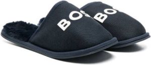 BOSS Kidswear logo-print padded slippers Blue