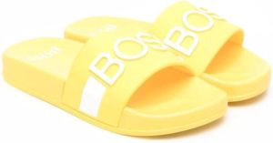 BOSS Kidswear logo-print pool slides Yellow