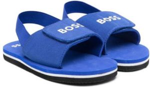 BOSS Kidswear logo-print slingback sandals Blue