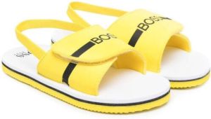 BOSS Kidswear logo-print slingback slides Yellow